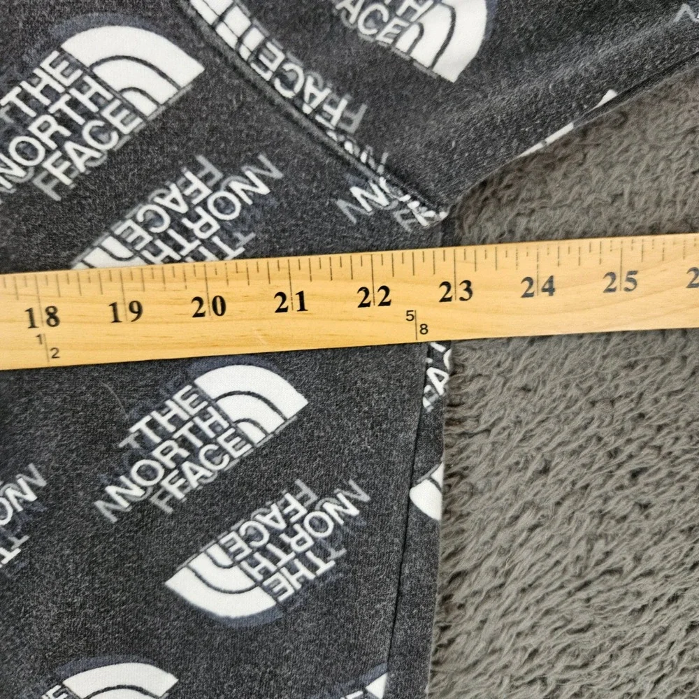 The North Face Mens Medium All Over Logo Print Pullover Hoodie Black Grey